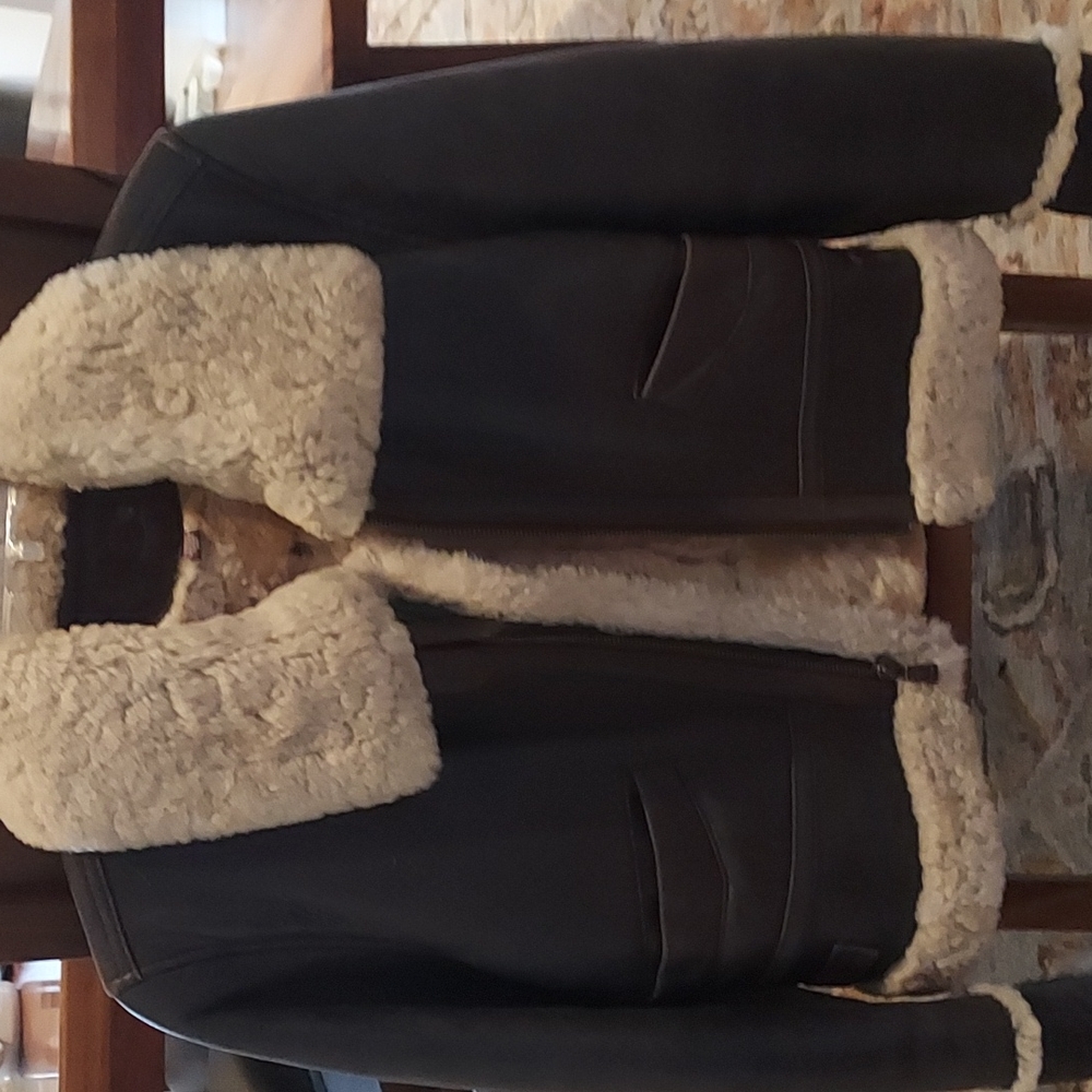 Ugg Shearling Aviator Leather Brown Jacket